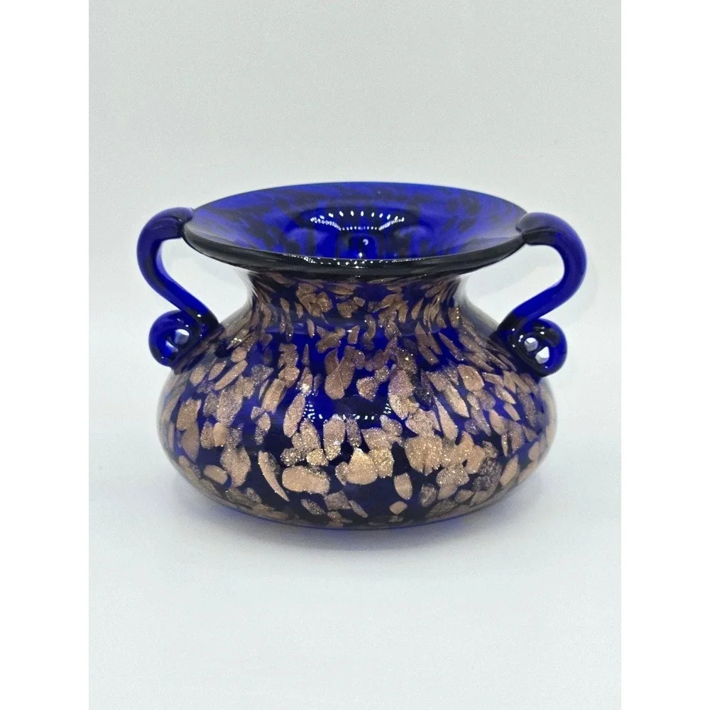 Joska Designs‎ Silberberg Kristal Mundgeblasen Bavaria Cobalt Aventurine Vase